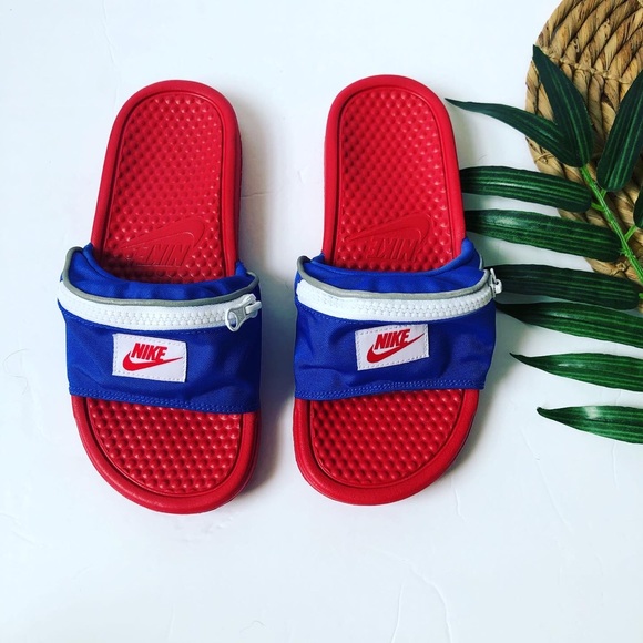 Nike Shoes - NWOT Nike Benassi Red/White/Blue Fanny Pack Slides Nike Shoes - NWOT Nike Benassi Red/White/Blue Fanny Pack Slides
